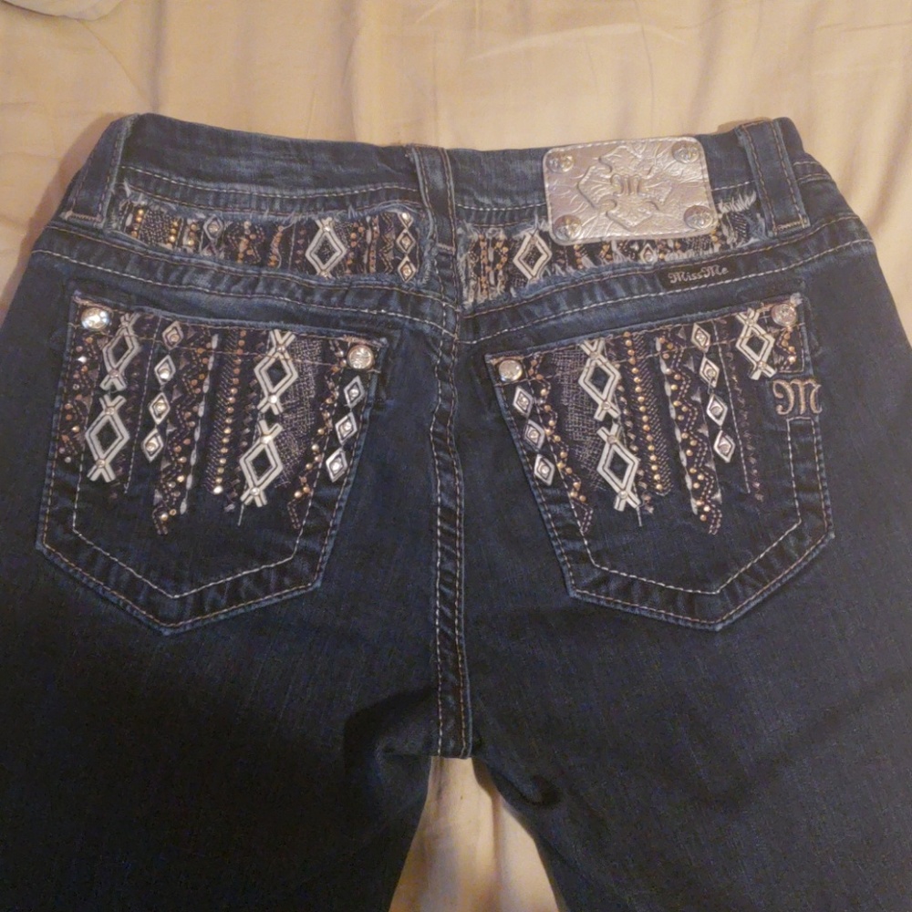 Miss Me jeans, dark, mid rise, easy boot